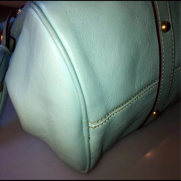 Dooney & Bourke large Florentine satchel in Aqua with strap - Picture 5 of 12